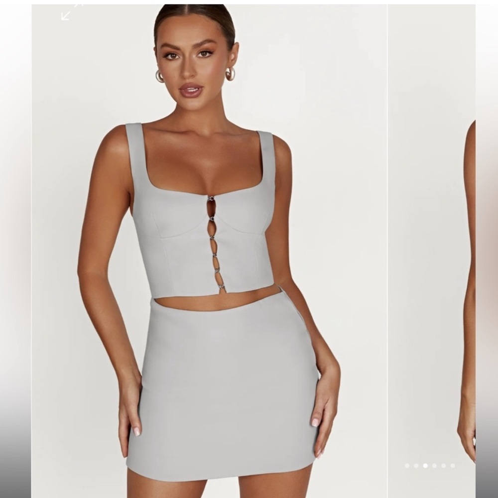 Meshki Lainey Hook And Eye Mini Skirt Set - Grey (Small)